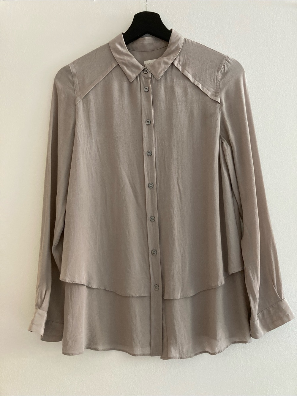 Poetry Grey Silk Layered Button-Down Shirt